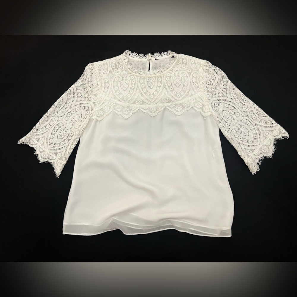 White lace detail blouse